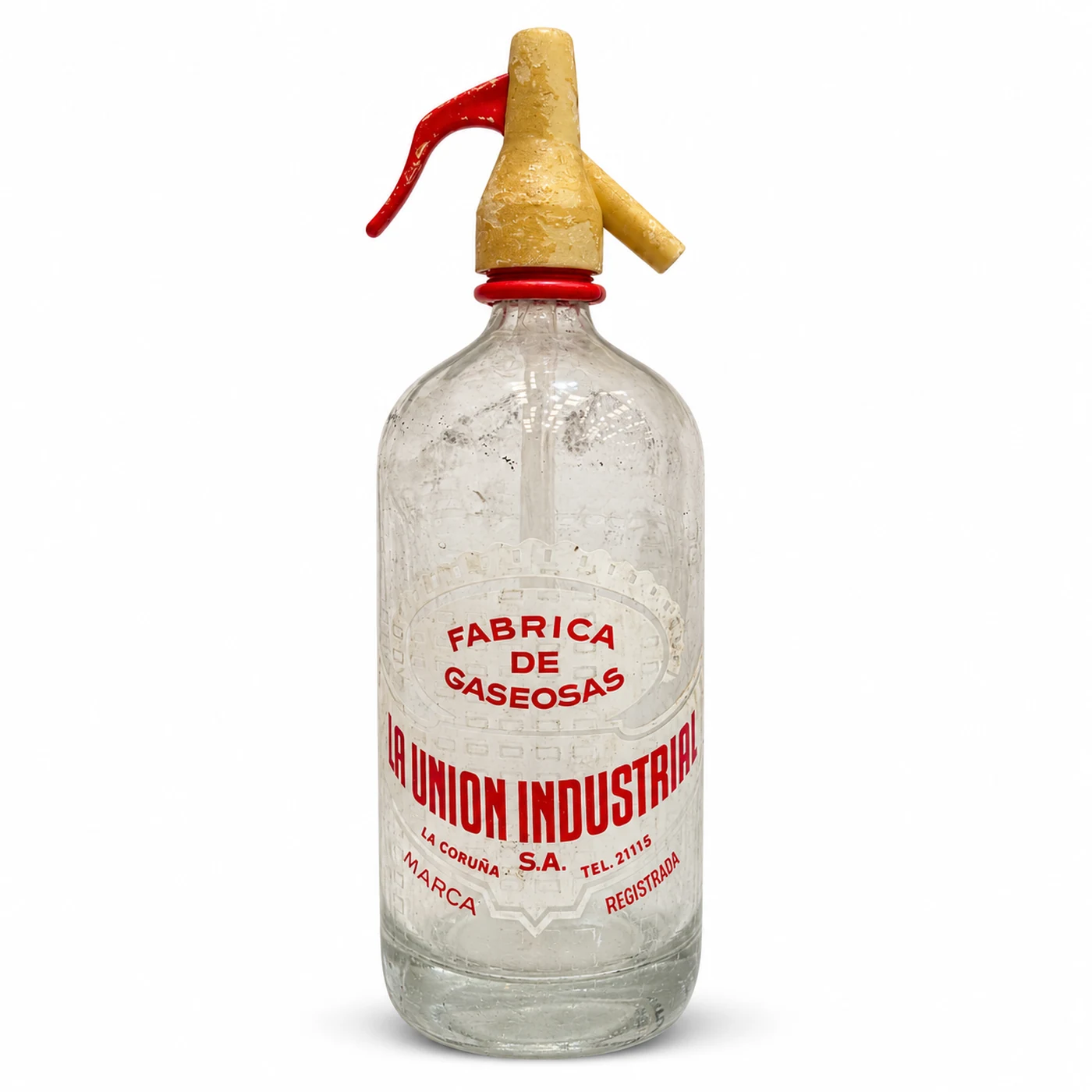 Sifón de colección La Unión Industrial con capuchón crema y rojo